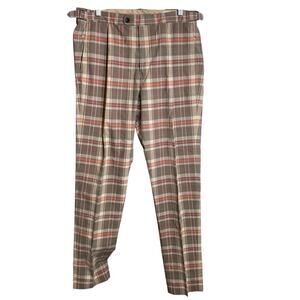 Banana Republic Men’s Tailored Slim Fit Madras Plaid Pants Size 34L Dapper